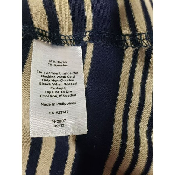 Talbots Faux Wrap Dress, Navy & Beige Striped, M, Short Sleeve, Rayon/Spandex - Picture 8 of 8